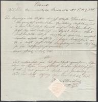 1841 Alkér Antal főjegyző által készített irat, szárazpecséttel