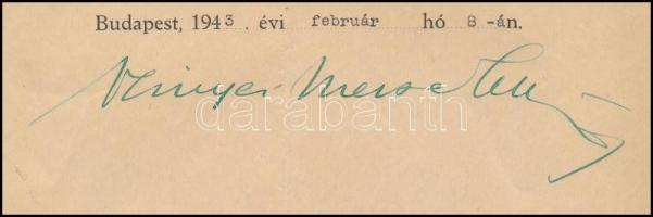 1943 Szinyei-Mersei Jenő (1888-1957) a Kállay-kormány vallás és közoktatásügyi miniszerének (1942-19...