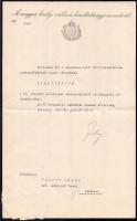 1912 Zichy János (1868-1944) második Khuen-Héderváry-kormány vallás- és közoktatásügy miniszterének (1910-1912) saját kezű aláírása egy számtiszti kinevezésen, fejléces papíron, szárazpecséttel, 1912. feb. 5.