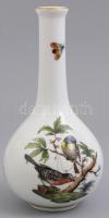 Herendi Rotschild mintás, madaras dekor vázácska, kézzel festett, jelzett, hibátlan, m: 16 cm