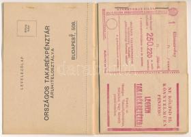 ~1950. "Országos Takarékpénztár Áruhitelosztálya" előtakarékossági betétkönyv kitöltetlen ...