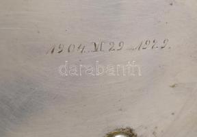 Opálüveg italos készlet ezüst(Ag) pohártartóval, nettó: 161 g, benne aranyozott palack dugóval + 6 d...