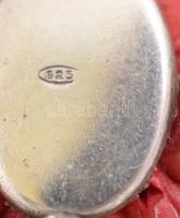 Ezüst(Ag) nyaklánc (javított), jelzés nélkül, rózsás medállal (jelzett), h: 62 cm, bruttó: 12,14 g