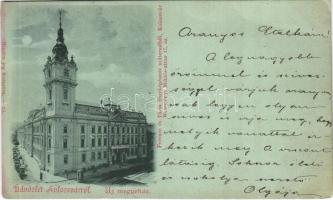 1899 (Vorläufer) Kolozsvár, Cluj; új megyeház este. Ferencz és Társa fényképészeti műterméből / new county hall at night (EB)