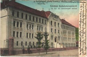 1914 Székelykeresztúr, Kristur, Cristuru Secuiesc; M. kir. áll. tanítóképző intézet. Ifj. Szemerjay Károly kiadása / teachers training institute (EK)