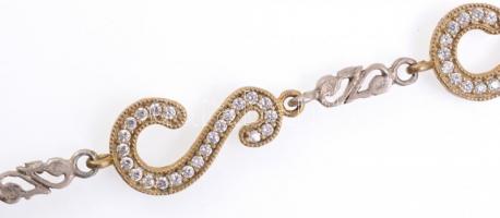 Ezüst(Ag) nyaklánc, kövekkel gazdagon kirakott medállal, jelzett, h: 44 cm, bruttó: 47,77 g