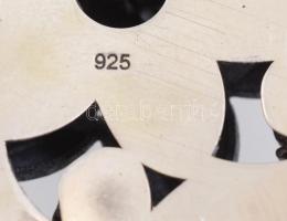 Ezüst(Ag) nyaklánc, kövekkel gazdagon kirakott medállal, jelzett, h: 44 cm, bruttó: 47,77 g