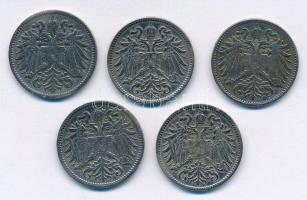 Ausztria 1898-1911. 10h Ni (5xklf) T:2 patina Austria 1898-1911. 10 Heller Ni (5xdiff) C:XF patina
...