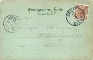 1898 (Vorläufer) Cheb, Eger; Kirche, Egerthal mit dem Mühlerl / church, valley, mill. Art Nouveau, f...