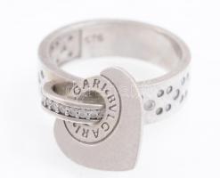 Ezüst(Ag) gyűrű, szíves díszítéssel, Bulgari jelzéssel, méret: 58, bruttó: 7,29 g