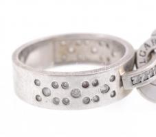 Ezüst(Ag) gyűrű, szíves díszítéssel, Bulgari jelzéssel, méret: 58, bruttó: 7,29 g