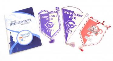 Vegyes Sopron tétel, benne zászlók, sportkatalógus, meghívók stb.