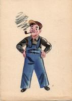 Ruszkay György (1924-1998): 2 db rajz, vegyes technika, papír; 16x22cm