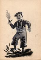 Ruszkay György (1924-1998): 2 db rajz, vegyes technika, papír; 16x22cm