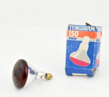 Tungsram 150 W infrarubin égő, használatlan; eredeti, sérült, hiányos kartondobozában