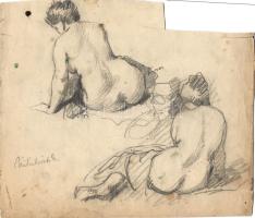 Mihalovits Miklós (1888-1960): Akt vázlatok> ceruza, papír, szignált 25x20cm