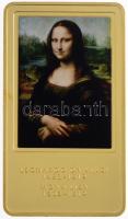 DN A világ leghíresebb festményei / Leonardo da Vinci 1452-1519. - Mona Lisa 1503-1519. aranyozott, multicolor Cu emlékérem (35x60mm) T:PP kis fo.