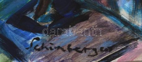 Schönberger jelzéssel: Zenélő társaság. Olaj, papír. 47,5x35,5 cm