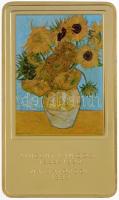 DN A világ leghíresebb festményei / Vincent van Gogh 1853-1890. - Napraforgók 1888. aranyozott, multicolor Cu emlékérem (35x60mm) T:PP