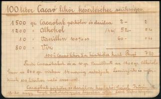cca 1920-1940 Vágó Ernő aetherikus Olajok, rum, likőressentiák és illatszerek. Recept-könyv likőr és...