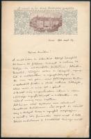 1900 Brassó, Rombauer Emil (1854-1914) a Brassói M. Kir. Állami Főreáliskola igazgatójának saját kézzel írt levele egy ismeretlen barátjának iskolai és magán ügyekben, az iskola fejléces papírján, rajta az iskola képével, saját kezű aláírásával, 2 sztl. lev.