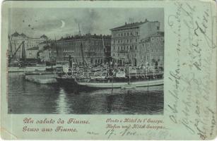 1899 Fiume, Rijeka; Porto e Hotel de lEurope / Hafen und Hotel Europa / port, hotel, steamships (r)