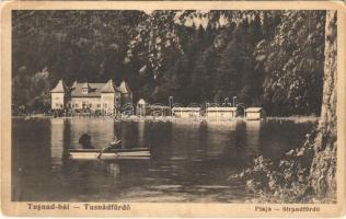 1934 Tusnádfürdő, Baile Tusnad; Plaja / Strand, fürdőzők, csónakázók. Andrásofsky bazár kiadása / beach, bathers, rowing boat (EK)