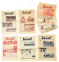 1924 Képes Sport. 1924. május 20 - szept. 26.  I. évf. 2-22. számok, összesen 21 szám. Szerk.: Dr. Vadas Gyula. Bp., Nemzeti Sport Lapkiadói Rt.-Stádium-ny., 4 px21. Fekete-fehér képanyaggal, közte a magyar labdarúgó válogatott fotóival, Johnny Weissmüller olimpiai bajnok úszó, színész (Tarzan) fotóival is. Benne a kor sport híreivel, korabeli reklámokkal, egy számnál a dátumozás nyomdahibás (1924. jun. 3. I. évf. 3. sz. Helyesen: I. évf. 4. sz.), kisebb hibáktól eltekintve jó állapotban.