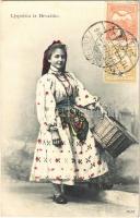 1912 Ljepotica in Hrvatske / Horvát népviselet / Croatian folklore, lady in traditional costumes. B.W. Wien IX/1. 4306. (EK)