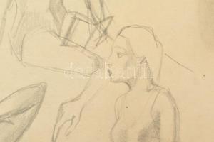 Medveczky jelzéssel: Alakok. Ceruza, farost. 49,5x31,5 cm