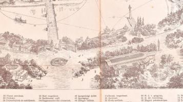 1896 Budapest Székesfőváros Tervrajza, és Útmutatója, a térkép hátoldalán az Ezredéves Országos Kiál...