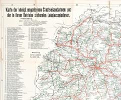 cca 1910 Karte der königl. ungarischen Staatseisenbahnen und der in ihrem Betriebe steheden Lokaleis...