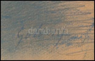 Gulácsy jelzéssel: Sétáló pár. Ceruza, kréta, akvarell, karton. 29x39 cm