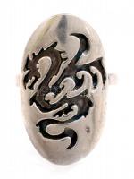 Ezüst(Ag) gyűrű, sárkányos motívummal, jelzett, méret: 55, nettó: 6,31 g