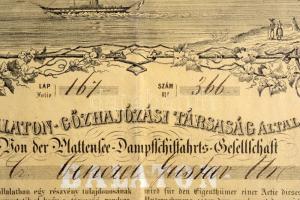 1846. "Balaton-Gőzhajózási Társaság" részvénye 150Ft-ról Kövesdi Wenzel Gusztáv (1812-1891...