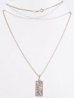 Ezüst(Ag) venezianer nyaklánc, medállal, jelzett, h: 50 cm, nettó: 6,41 g