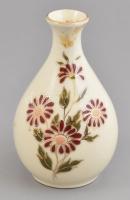 Zsolnay virág mintás porcelán váza, kézzel festett, jelzett, máz alatti hajszálrepedésekkel, tisztításra szorul, m: 11,5 cm