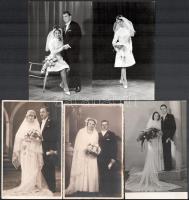 cca 1920-1960 10 db esküvői fotó, 8,5x14 cm