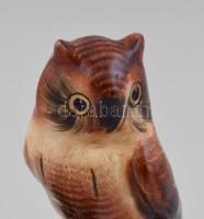 Bodrogkeresztúri könyves (Vasvár) bagoly, részben kézzel festett, jelzés nélkül,mázrepedésekkel, m: ...