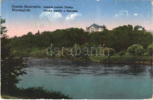 1931 Marosújvár, Uioara, Ocna Mures; Castelul contele Teleky / Teleki kastély a Marossal. Josif Veress kiadása / castle, Mures riverside (gyűrődés / crease)