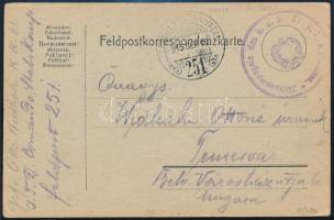 1915 Tábori posta levelezőlap / Field postcard Stabskompagnie des k.u.k. 61. I.T.D. + TP 251