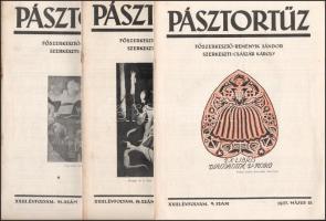 1937 Pásztortűz c. folyóirat 3 db száma, XXIII. évfolyam 9., 19., 22.