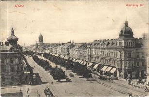 1911 Arad, Andrássy tér, autóbusz, üzletek, katonák. W. L. Bp. 5176. / square, autobus, shops, K.u.K. soldiers (EB)