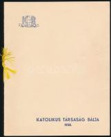 1938 Katolikus Társaság Bálja meghívó, eredeti sérült borítékban