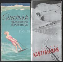 cca 1930 Osztrák strandfürdők és tavifürdők + Téli sport Ausztriában, magyar nyelvű prospektusok