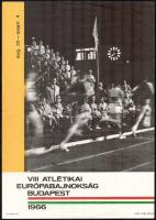 1966 VIII. Atlétikai Európa-bajnokság plakát, hajtott, 40×28 cm