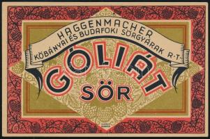 Haggenmacher Kőbányai és Budafoki Sörgyárak Rt. Góliát sör címke