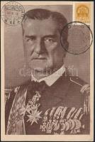 Horthy Miklós (1868-1957) kormányzót ábrázoló nyomtatvány + 1940 Dés visszatért So. Stpl + TÁBORI POSTAHIVATAL 41 (non PC)