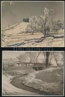 cca 1920-1930 Tájképek, havas táj, erdőrészlet, hegymászó, erdei ház, stb., 16 db fotó, 17×12 cm