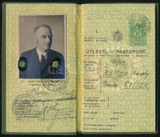 1938 Bp., Magyar Királyság által kiállított fényképes útlevél / Hungarian passport